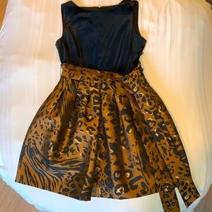 Tahari Arthur S Levine Black & Leopard Print Dress
